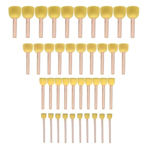 WAFJAMF 40-Pieces Assorted Size Round Sponges Brush Set, Paint Too...