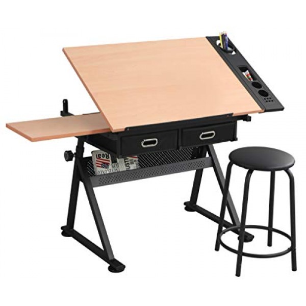 Waful Height Adjustable Multifunctional Wooden Drafting Drawing Ta...