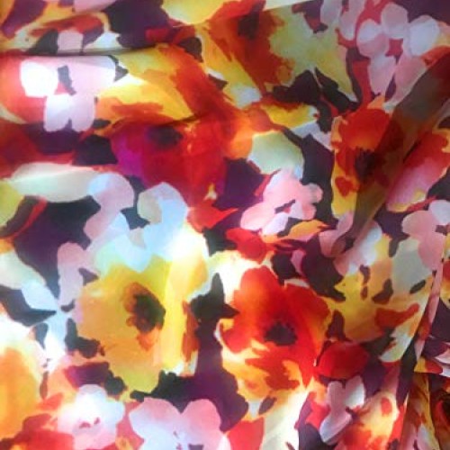 Multicolor Floral Print Chiffon Fabric 60” Width Sold by The Yard