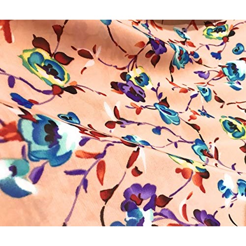 Peach Multicolor Printed Floral Chiffon Fabric 60” Width Sold by T...