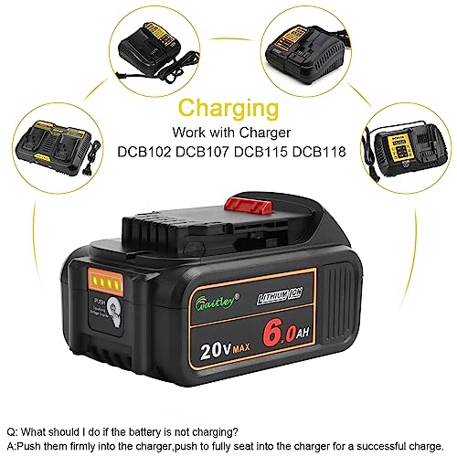 waitley 20V 6.0A Replacement Battery Compatible with Dewalt DCB200...