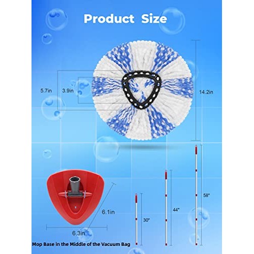 8 Pack Spin Mop Head Replacement with 1 Stainless Steel Spin Mop P...
