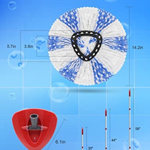 8 Pack Spin Mop Head Replacement with 1 Stainless Steel Spin Mop P...