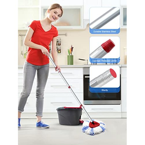 8 Pack Spin Mop Head Replacement with 1 Stainless Steel Spin Mop P...
