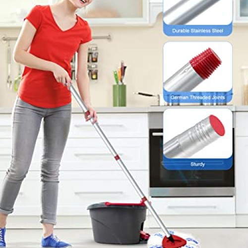 8 Pack Spin Mop Head Replacement with 1 Stainless Steel Spin Mop P...