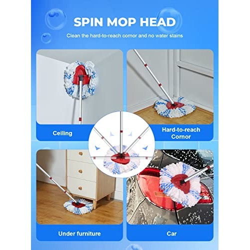 8 Pack Spin Mop Head Replacement with 1 Stainless Steel Spin Mop P...