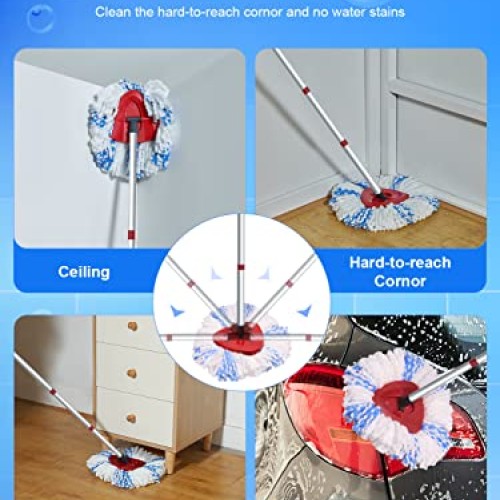 8 Pack Spin Mop Head Replacement with 1 Stainless Steel Spin Mop P...
