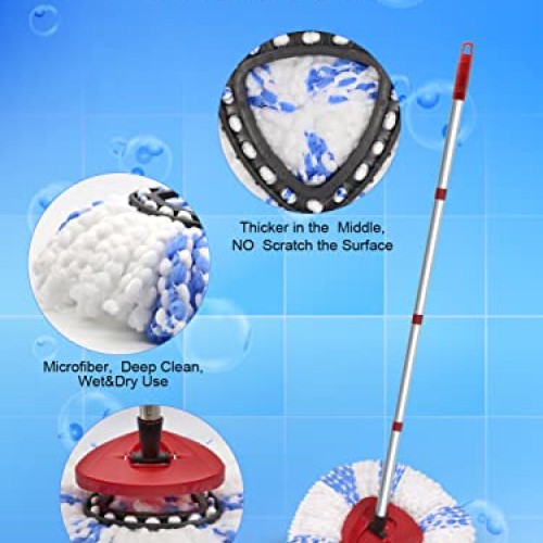 8 Pack Spin Mop Head Replacement with 1 Stainless Steel Spin Mop P...