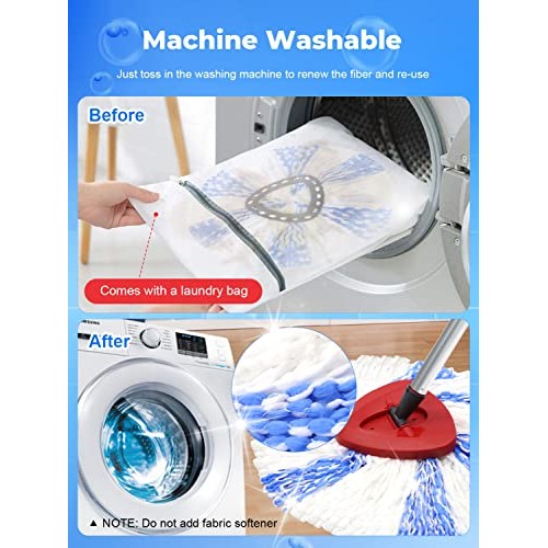 8 Pack Spin Mop Head Replacement with 1 Stainless Steel Spin Mop P...
