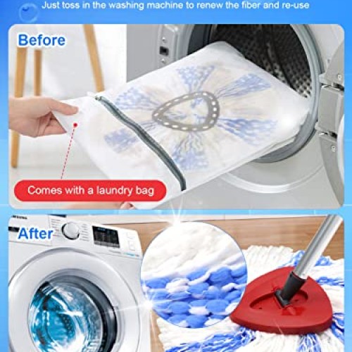 8 Pack Spin Mop Head Replacement with 1 Stainless Steel Spin Mop P...