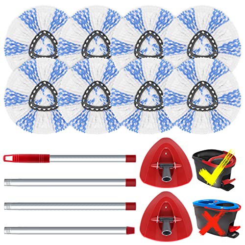 8 Pack Spin Mop Head Replacement with 1 Stainless Steel Spin Mop P...