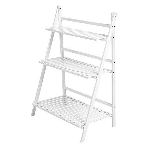 Bamboo Ladder Plant Stand, 3-Tier Foldable Flower Pot Display Shel...