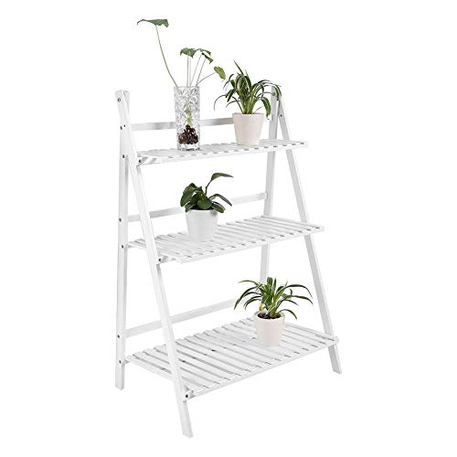 Bamboo Ladder Plant Stand, 3-Tier Foldable Flower Pot Display Shel...
