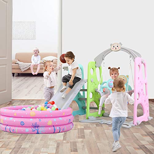 Toddler Slide and Swing Set, Toddler Slide with Basketball Hoop Ba...