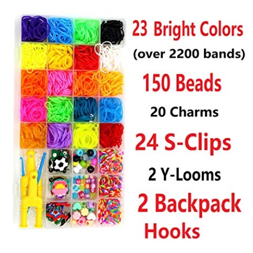 Rainbow Rubber Bands Refill Kit-Assorted Colors Loom Bands2000+-...