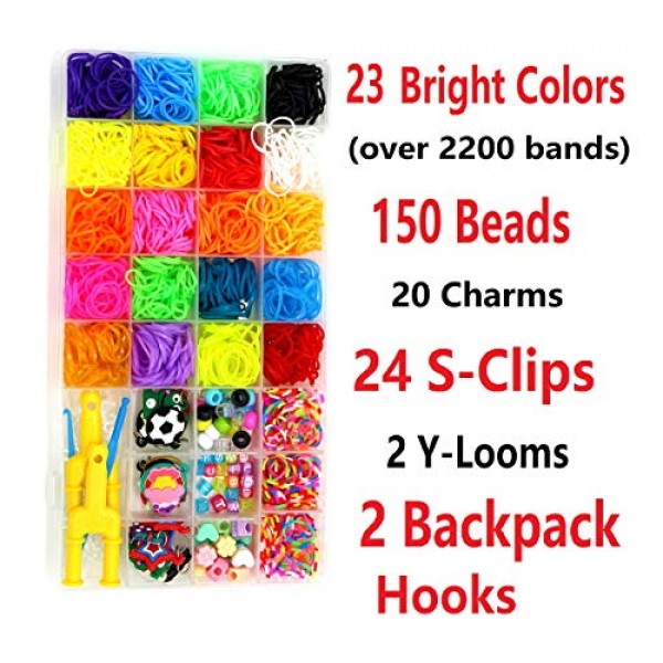 Rainbow Rubber Bands Refill Kit-Assorted Colors Loom Bands2000+-...