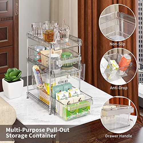 3 Tier Clear Bathroom Organizers 2 Pack, Pull Out Organizer and St...