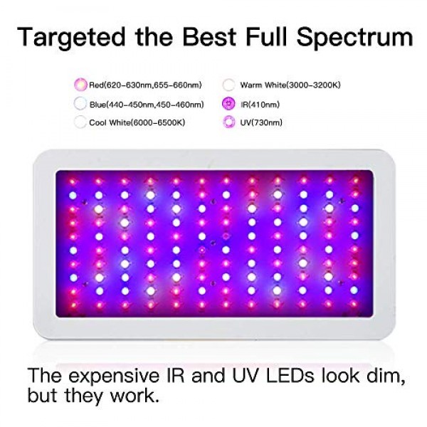 1200W LED Grow Light, WAKYME Adjustable Full Spectrum Double Switc...