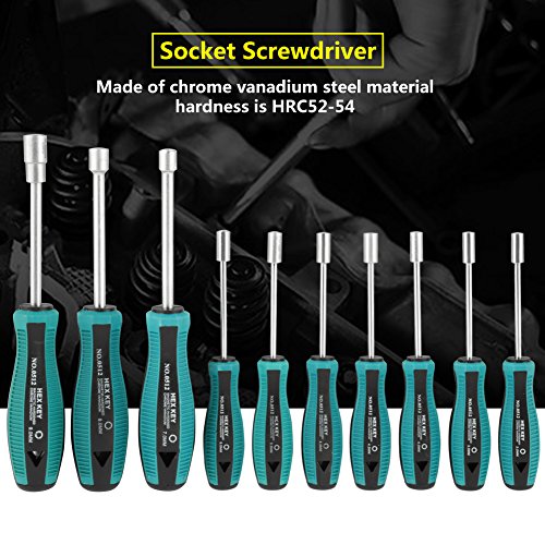 10pcs CRV Steel 3-9mm Socket Driver Hex Nut Key Wrench Screwdriver...