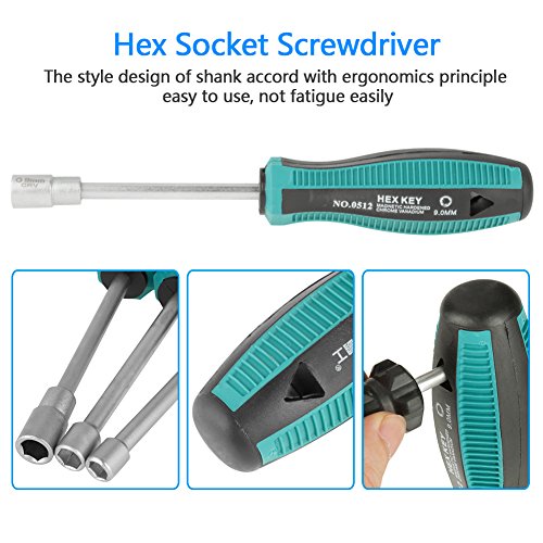 10pcs CRV Steel 3-9mm Socket Driver Hex Nut Key Wrench Screwdriver...