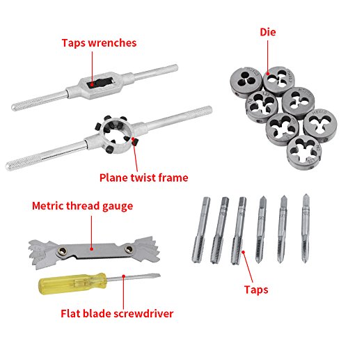 32pcs M3-M12 Tap and Die Set with Wrench Thread Gauge, Alloy Steel...