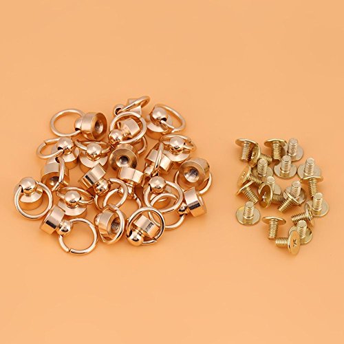 Pack of 20 Sets Brass Round Head Button Stud, Leathercraft Screws ...