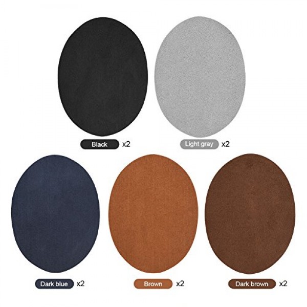 Repair Patches, Pack of 10 Assorted Color Oval PU Leather Patch Re...