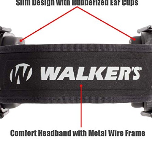 Walkers Razor Slim Passive Earmuff - Ultra Low-Profile Earcups - ...