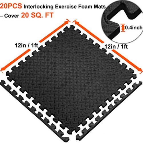 Walsai Exercise Mats Puzzle Foam Mats Gym Flooring Mat Cover 20 SQ...
