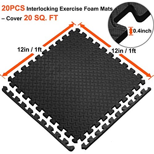 Walsai Exercise Mats Puzzle Foam Mats Gym Flooring Mat Cover 20 SQ...