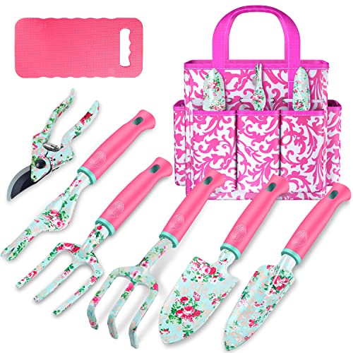 Gardening Tools, 8 Pcs Heavy Duty Floral Garden Tool Set Birthday ...