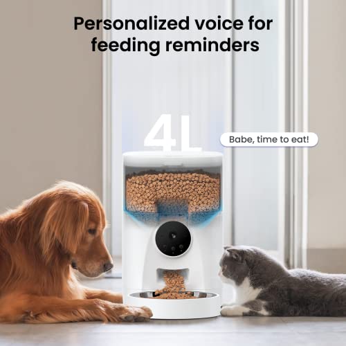 Automatic Pet Feeder for Cats and Dogs - Wansview 4L Smart Feeding...
