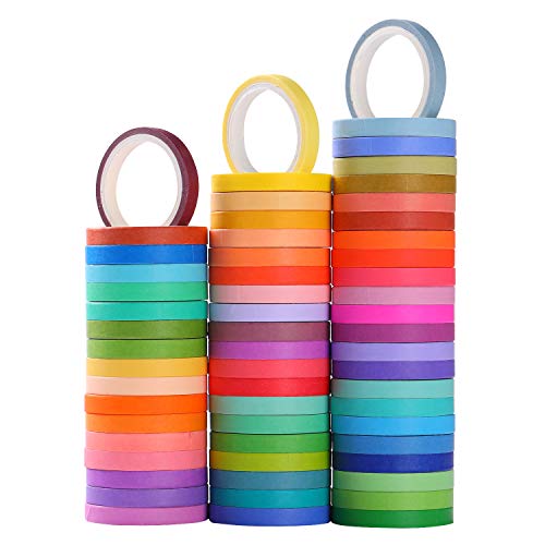 Washi Masking Tape Set 60 Rolls 5mm 0.2 inch Wide Decorative Cra...