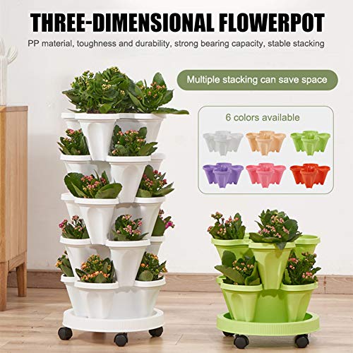 Stackable Vertical Planter Set Strawberry Planting Pots, 6 Tier St...