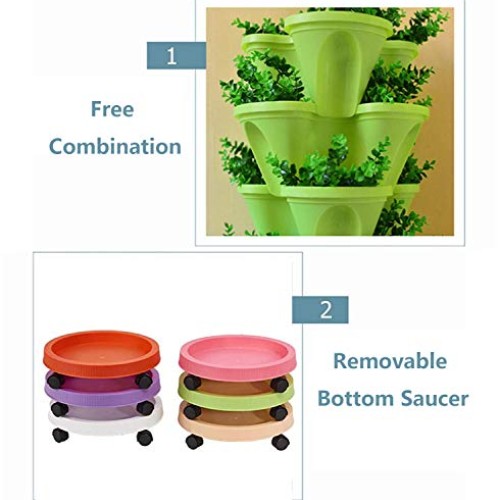 Stackable Vertical Planter Set Strawberry Planting Pots, 6 Tier St...