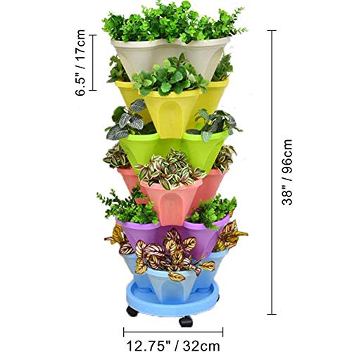 Stackable Vertical Planter Set Strawberry Planting Pots, 6 Tier St...