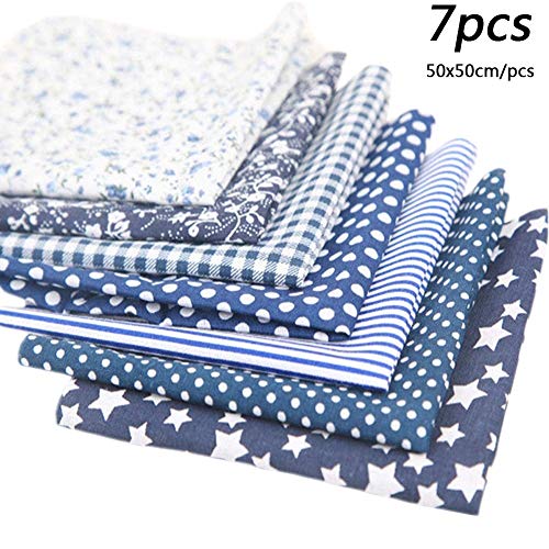 7PCS 50x50cm Cotton Craft Fabric Bundles for Patchwork Quilting,Pr...