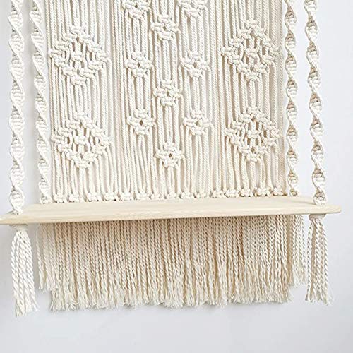 Macrame Wall Hanging Shelf, Indoor Boho Rope Plant Hanger Holder, ...