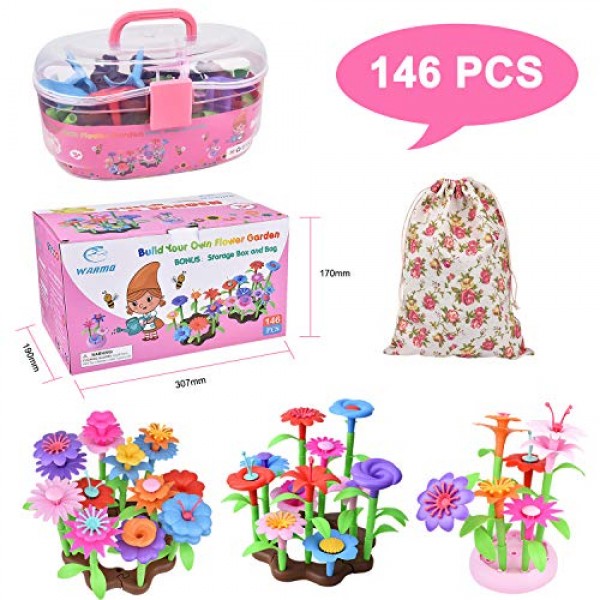 WARMQ 146Pcs Flower Garden Building Toys for Girls 3 4 5 6 Year Ol...