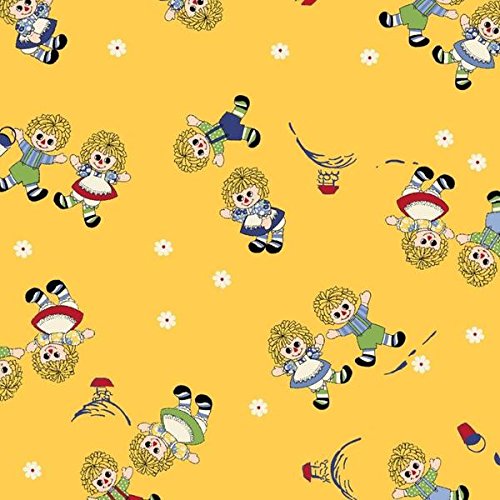 Hollys Dollies Yellow Small Print Dolls 1930s Reproduction Fabri...