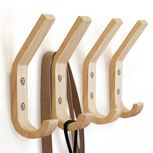 Wooden Coat Hooks Wall Hooks,Natural Oak Wood Hooks Decorative Vin...