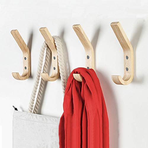 Wooden Coat Hooks Wall Hooks,Natural Oak Wood Hooks Decorative Vin...