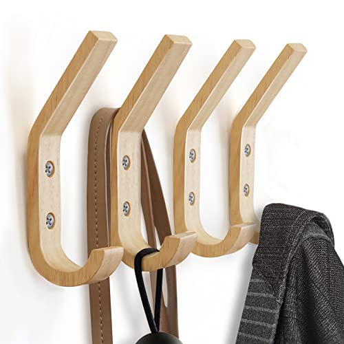 Wooden Coat Hooks Wall Hooks,Natural Oak Wood Hooks Decorative Vin...