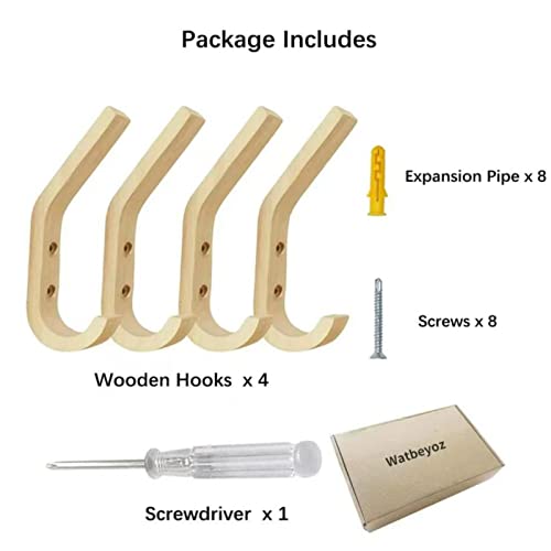 Wooden Coat Hooks Wall Hooks,Natural Oak Wood Hooks Decorative Vin...