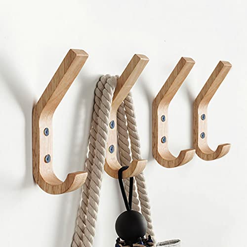Wooden Coat Hooks Wall Hooks,Natural Oak Wood Hooks Decorative Vin...