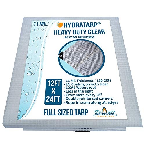Heavy Duty Clear Greenhouse Tarp - 12ft x 24ft - Premium Quality 1...