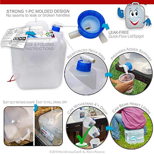 WaterStorageCube BPA-Free Collapsible Water Container with Spigot,...