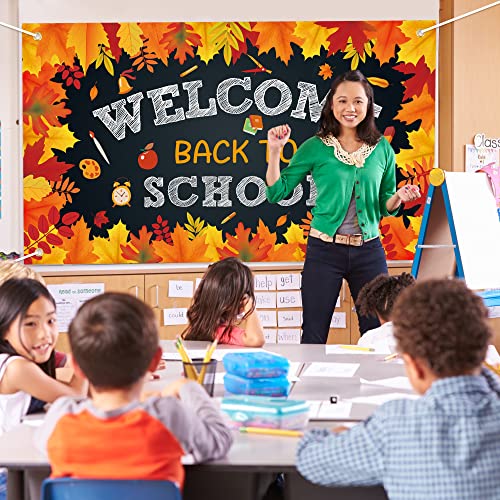 WATINC Back to School Fall Leaves Welcome Backdrop Banner XtraLarg...