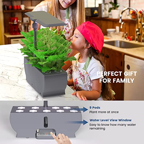 Wattne 9Pods Hydroponics Growing System with LED Grow Light for Ho...