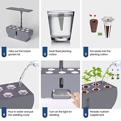 Wattne 9Pods Hydroponics Growing System with LED Grow Light for Ho...